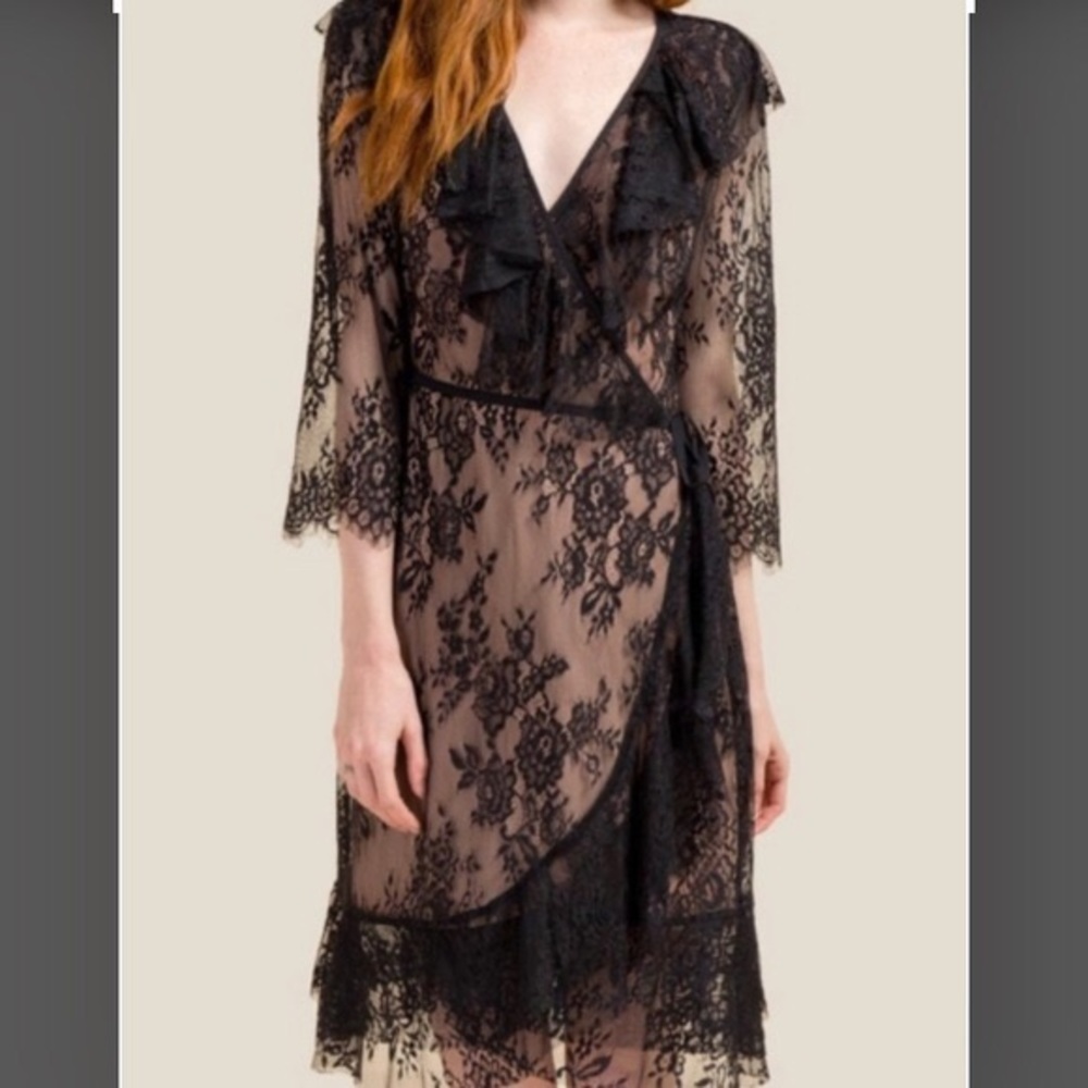 Francesca’s | Black Lace Wrap Dress